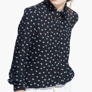 Mango top with green hearts - xs